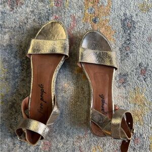Free People Flatform Metallic Gold Sandals